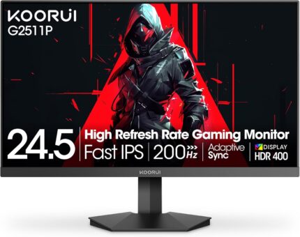 KOORUI Gaming Monitor 25-inch, 170Hz FHD 1080p Computer Monitor, 1ms GTG, Adaptive G-Sync, FreeSync Premium, 3 Sides Frameless, HDMI x 2, DisplayPort, Black, 25E3A KOORUI Gaming Monitor 25-inch, 170Hz FHD 1080p Computer Monitor, 1ms GTG, Adaptive G-Sync, FreeSync Premium, 3 Sides Frameless, HDMI x 2, DisplayPort, Black, 25E3A