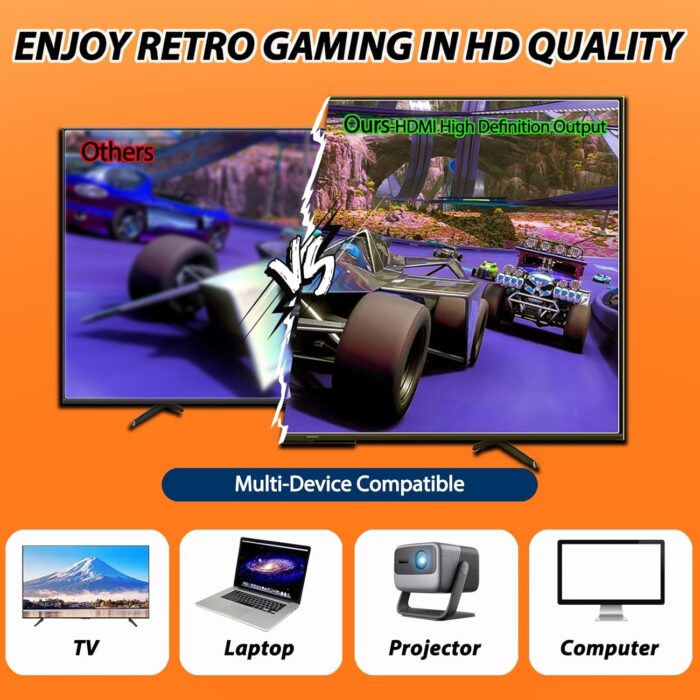 SHEPUDRUC Wireless Retro Handheld Game Console, Game Console Stick Built-in 20000+ Plug-and-Play Video Games, Equipped with 18 Simulators, 4K HDMI Output and Dual 2.4G Controller（50GB Memory Card） - Image 5