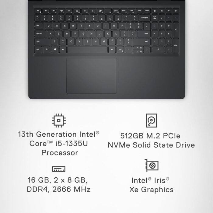 Dell Inspiron 3530 Laptop - 15.6-inch FHD (1920 x 1080) Touchscreen Display, Intel Core i5-1335U, 16GB DDR4 RAM, 512GB SSD, Intel Iris Xe Graphics, Windows 11 Home - Carbon Black - Image 6