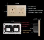 Saska WiFi Smart Wall Socket Outlet Glass Panel Remote Control Works with Amazon Alexa/Google Home (Gold, Double Socket) - Image 7