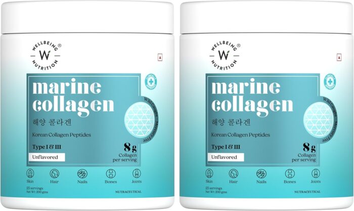 WELLBEING NUTRITION Pure Korean Marine Collagen Powder | Hydrolyzed Type 1 & 3 Collagen Protein and Amino Acids |Supports Healthy Skin, Hair, Nails, Bone & Joint, Non GMO, Unflavored - 200g - Image 8