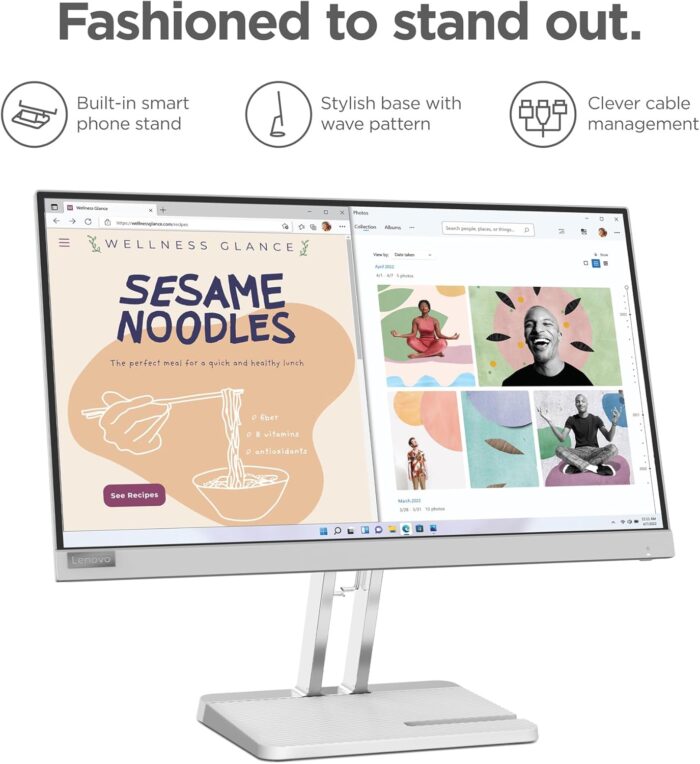 Lenovo L22e-40 – Everyday Monitor - 21.45" FHD Display - 75Hz - 4ms–16ms Response Time - AMD FreeSync - Low Bluelight Certified - Tilt Stand - HDMI 1.4 - VGA - Audio Out - Image 6