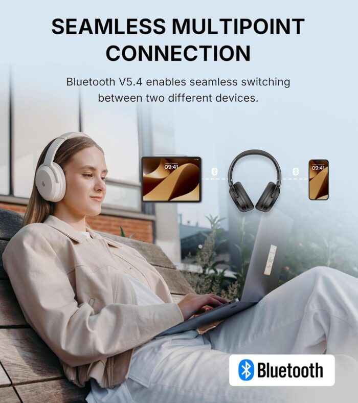 Edifier WH700NB Pro Wireless Headphones, 43dB ANC, Hi-Res Audio, 55H Playtime, Bluetooth 5.4, Multi-Device Pairing, AI Noise Reduction Calls, Fast Charging, Foldable Over-Ear Design (Black) - Image 6