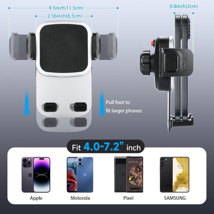 KASTWAVE for Tesla Phone Mount, Adjustable Universal 360° Rotatable Car Accessories for Tesla Model Y 3 Phone Holder Mount with iPhone 16 15 14 13 12 Series, 4-7.2'' All Phones - Image 5