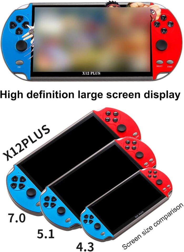 lifcasual Portable Console X12 Plus 7 inch Video Game Console Built in 1000 Games 16GB Handheld Double Joystick Game Controller Spupport AV Output TF Card Music E-book - Image 8