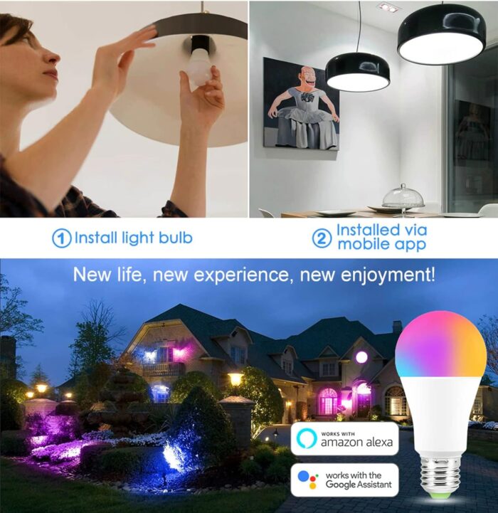 Sky-Touch Smart Light Bulb, Multi Color Changing Dimmable Smart Wifi And Bluetooth Compatible With Alexa And Google Home Assistant, 10W - Image 9