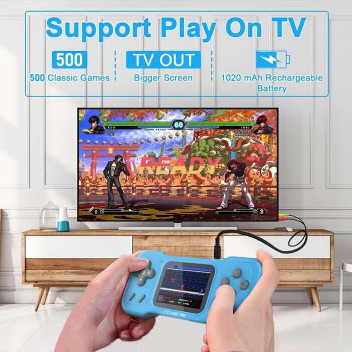 Azonee Handheld Retro Game Console for Kids Adults, , Built-in 500 Games, 3.0" FT HD Color Screen, AV Output, Dual 3D Joysticks, Protable Video Game Console as Gift for Birthday - Image 2