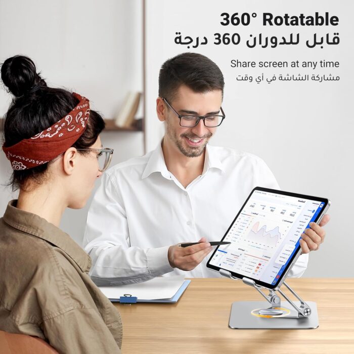 UGREEN iPad Stand 360° Rotation Stable Dual Rod Adjustable Tablet Stand for Desk Tablet Holder Mobile Phone Holder Compatible with iPad Pro/Air Galaxy Tab/iPhone 16, S25 Ultra, All 4-13'' Devices - Image 5