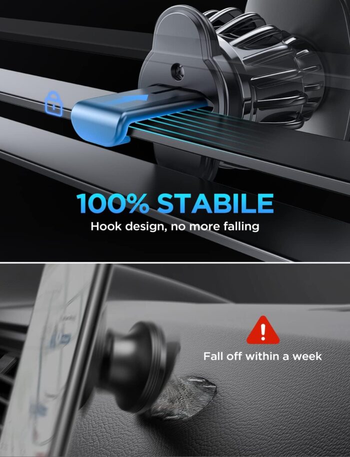 LISEN 2 Pack Magnetic Car Phone Holder Car Mobile Phone Holder Hands-Free Vent 6 Metal Plates Fit All iPhone 16/15/14/13/12 Pro Max Plus, Samsung Galaxy S25 Ultra S24 - Image 5