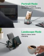 INIU Wireless Charger Stand, 15W Qi Certified Fast Wireless Charging Station with Sleep-Friendly Adaptive Light for iPhone 16 15 14 13 Pro XS 8 Plus Samsung Galaxy S25 S24 S23 Note 20 Google etc. - Image 7