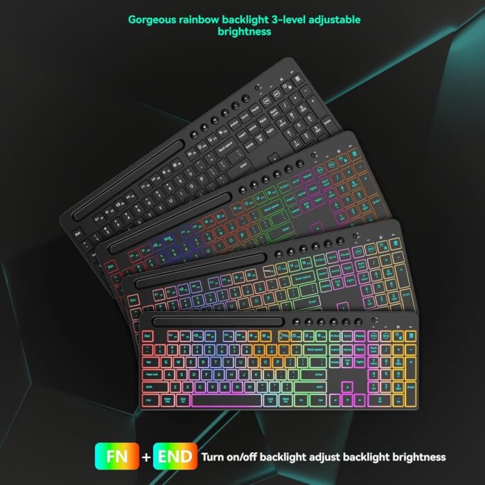 STAYOUNG Wireless Keyboard and Mouse Combo - 2.4G Ergonomic Computer Keyboard and Mouse Set with Card Slot Design, RGB Backlight, Type-C Charging, Stable Connection, Suitable for Home, School, Office - Image 5