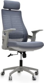 Multi Home Furniture Grey Mesh Office Chair – Ergonomic Chair with Wide Seat, Adjustable Headrest, Lumbar Support, Armrests, Recline & Tilt Lock, Gaming Chair, Swivel Desk Chair, Computer Chair - Image 3