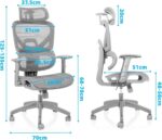 Office Chair Computer Chair Ergonomic High Back Gaming Chairs Reclining & Height Adjustable Computer Chair with Neck and Massage Lumbar Support, Comfortable Armrest Headrest (Grey) - Image 3