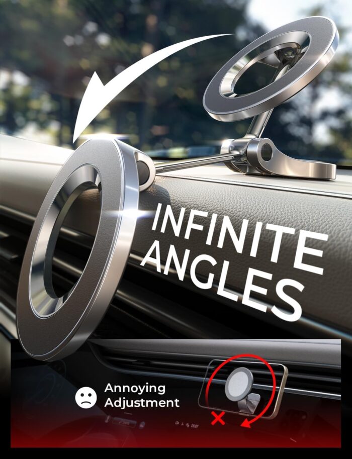 LISEN for MagSafe Car Mount, [24 Strong Magnet] 360° Rotation Magnetic Phone Holder for Car, Mobile Holder for Car Accessories Fit for iPhone 16 15 Pro Max Plus 14 13 12 MagSafe Cases - Image 6