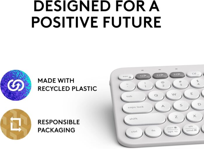 Logitech Pebble Keys 2 K380s, Multi-Device Bluetooth Wireless Keyboard with Customizable Shortcuts, Slim and Portable, Easy-Switch for Windows, macOS, iPadOS, Android, Chrome OS, US Intl Layout- White - Image 11