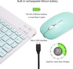 Xukinroy Ultra-Slim Bluetooth Keyboard and Mouse Combo Rechargeable Portable Wireless Keyboard Mouse Set for Apple iPad iPhone iOS 13 and Above Samsung Tablet Phone Smartphone Android Windows (Green) - Image 5