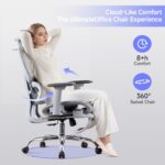LarkLeaves Ergonomic Chair with Footrest, Office Chair with 3D Headrest, Desk Chair with Adjustable Backrest & 3D Armrest, Gaming Chair with Adaptive Lumbar Support, Mesh Backrest & Cushion, Grey - Image 9