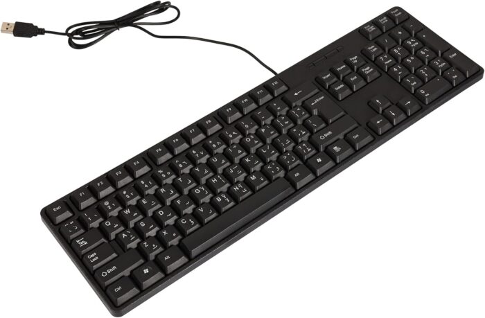 107 Keys Full-Range USB Wired Office Arabic-English Layout Keyboard - WEETOTUNG USB Plug-and-Play Keyboard for PC and Laptops - Image 4