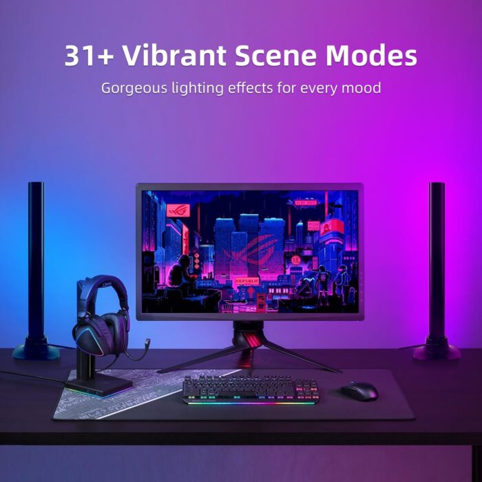 CANMEIJIA RGB Light Bars, Smart Light Bar 2PCS 30CM 16 Million Colors, APP Control and Voice Control, Timer, Scene and Music Modes, for Gaming PC Bedroom Accessories Computer Case,Party - Image 3