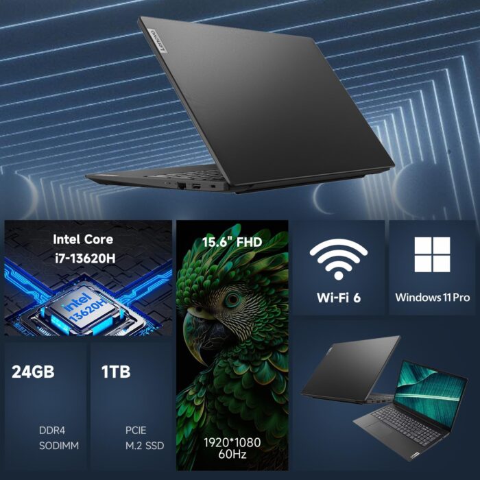 Lenovo V15 High-Performance Business Laptop, 15.6" FHD Display, 13th Gen Intel 10-Core i7-13620H, 16GB RAM, 512GB SSD, Webcam, HDMI, Wi-Fi 6, Windows 11 Pro, Bundle with ADATA 64GB USB Flash Drive - Image 3