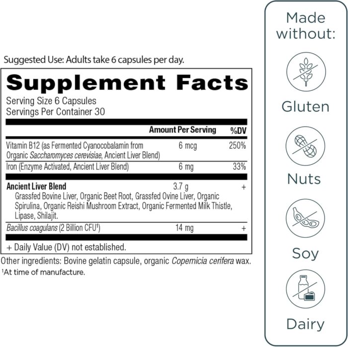 Organ Supplements by Ancient Nutrition, Grass-Fed and Wild Organ Complex Capsules, Beef & Lamb Liver, Supports Healthy Blood, Gut, and Liver, 180 Ct - Image 6