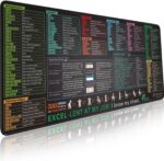 Glittery Garden Excel Shortcut Keys Mouse Pad - Extended Large XL Cheat Sheet Gaming Mousepad | PC Office Spreadsheet Keyboard Mat | Non-Slip Stitched Edge