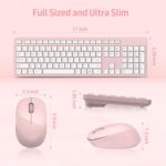 LeadsaiL Wireless Keyboard and Mouse Combo, Full-Sized Ergonomic Computer Keyboard, 2.4GHz Cordless Keyboard Silent Mouse Set with 2-in-1 USB Receiver, 12 FN Shortcuts for Windows Laptop, PC/Mac-Pink - Image 6