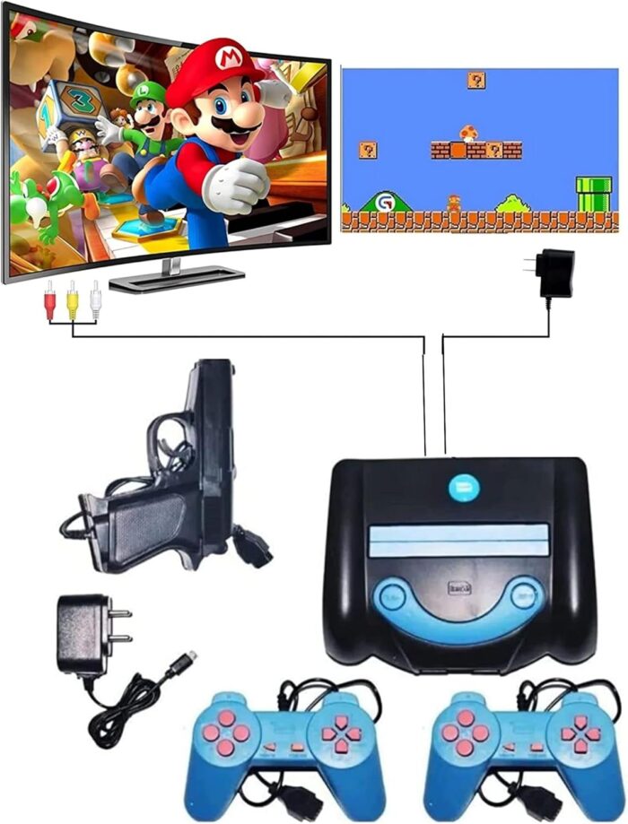 Techking (HOT Summer with 15 Years Warranty) Trendy 8 Bit LCD Plug Tv Video Gaming Console with Classic Inbuilt Game Like Super Mario Bros, Contra, Double Dragon 2, Duck Hunt, F1 Race