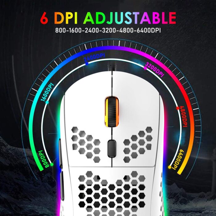 FELICON Gaming Keyboard and Mouse Combo,88 Keys Compact Rainbow Backlit Mechanical Feel Keyboard,RGB Backlit 6400 DPI Lightweight Gaming Mouse with Honeycomb Shell for Windows PC Gamers (White) - Image 6