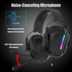 OMIRE RB-C7 Gaming Headset for PS5, PS4, PC, Mac, Switch, Xbox Series, 7.1 Surround Sound RGB Gaming Headphones with Noise Canceling Microphone, 50MM Dynamic Drivers, USB Audio Jack, BLACK - Image 5