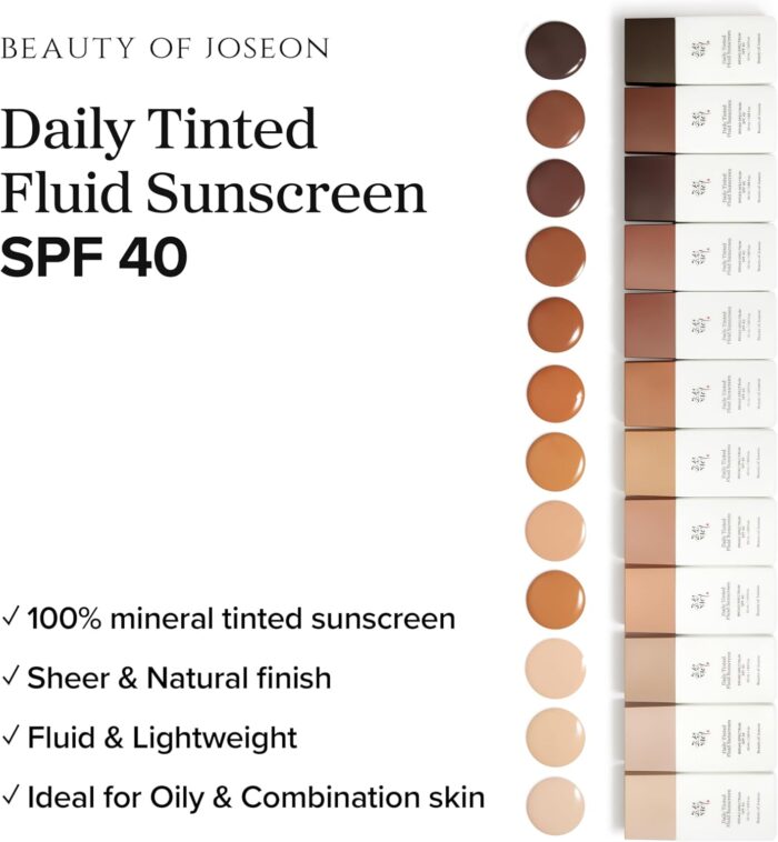 Beauty of Joseon Daily Tinted Fluid Sunscreen 12 Shades for Face Moisturizing Broad Spectrum SPF 40 Korean Skincare 50ml, 1.69 fl.oz #MP200 - Image 3