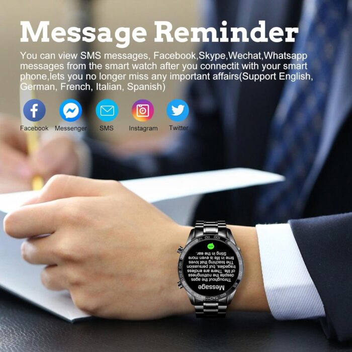 FILIEKEU 1.3in Full Touch Screen IP67 Waterproof Stainless Steel Men's Activity Fitness Tracker Smartwatch - Image 7