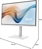 MSI Modern MD2412PW 23.8 Inch FHD Office Monitor - 1920 x 1080 IPS Panel, 100 Hz, Eye-Friendly Screen, HDR Ready, Built-in Speakers, 4-Way Adjustable Stand - HDMI 1.4b, USB Type-C, White - Image 8