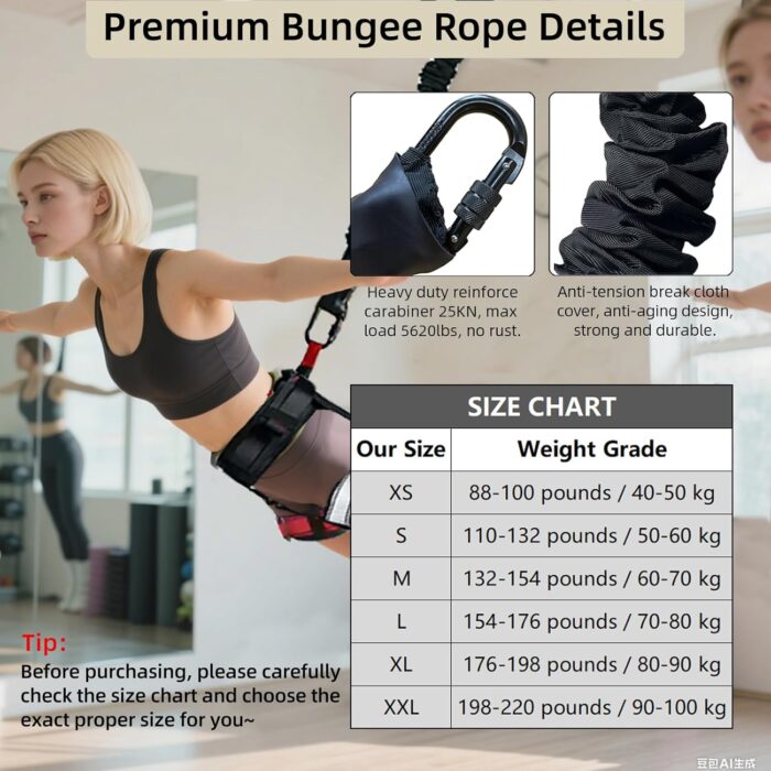 PRIORMAN Bungee Fitness Equipment Set Heavy Cord Bungee Dance Resistance Belt Rope Workout Fitness Gym Professional Training Equipment - Image 2