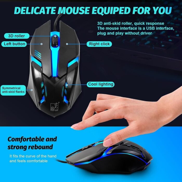 SKY-TOUCH G21 Computer Gaming Keyboard and Mouse Combo :Keyboard with Flexible Polychromatic LED Lights Mechanical Feel Wired USB Working Keyboard Mouse Set for Windows Computer(Black) - Image 5