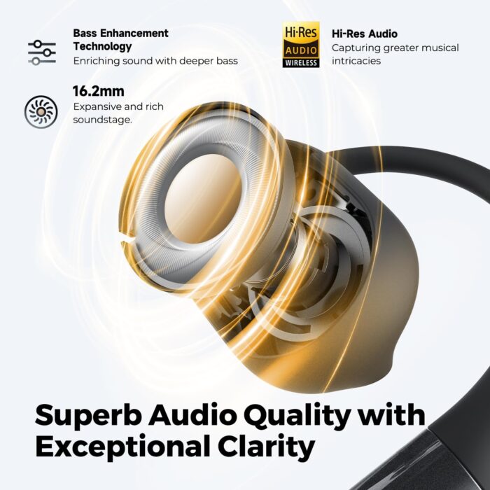 SoundPEATS GoFree 2 Bluetooth Headphones 5.3 Bluetooth Sport Earphones with Ear Hooks Hi-Res Audio LDAC Codec, 16.2 mm Multipoint Driver, Lightweight Open Ear Design 4 Microphones 35 Hours - Image 5