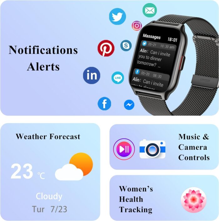 2024 Smart Watch for Women Men, 2.01" Smartwatch Make & Answer Call, Fitness Watch, Blood Pressure, Fitness Tracker, Heart Rate & Sleep, 100+ Sports Activity Tracker Step Counter for Android iOS - Image 5