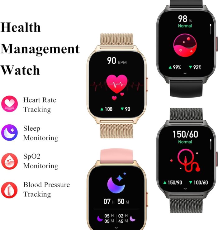 2024 Smart Watch for Women Men, 2.01" Smartwatch Make & Answer Call, Fitness Watch, Blood Pressure, Fitness Tracker, Heart Rate & Sleep, 100+ Sports Activity Tracker Step Counter for Android iOS - Image 7