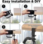 MIKUER 2 in 1 Headphone Stand with Desk Cup Holder,360 Degree Rotation Headset Hanger,Table Headphone Stand with Cable Organizer, Anti Spill Cup Holder Gaming Headset Clamp Black - Image 6