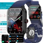 wgzixezn Smart Watch for Men Women, Answer/Make Call, ECG HRV Blood Glucose Fitness Tracker with Heart Rate Blood Pressure Monitor, IP67 Waterproof, Blood Sugar Activity Trackers for Android Ios,Blue