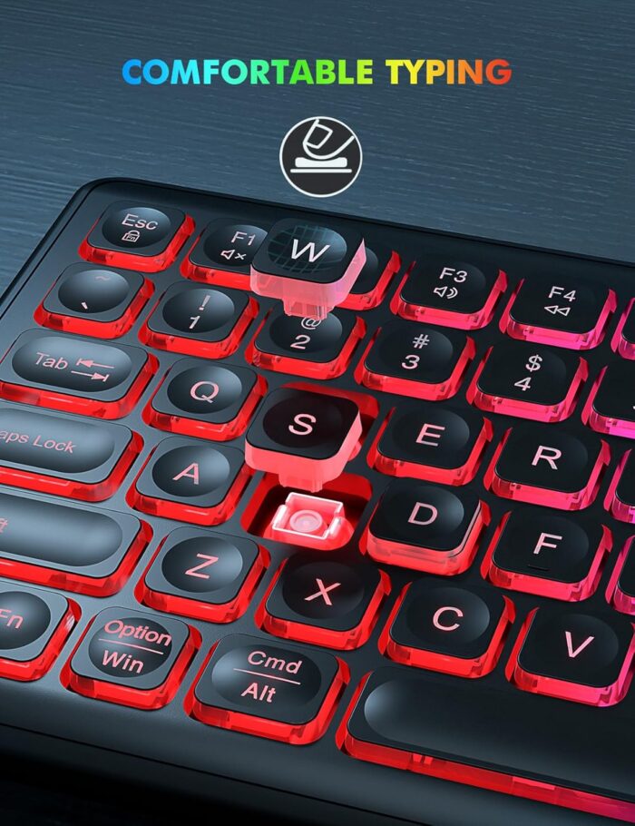 Trueque Wireless Keyboard and Mouse Combo - RGB Backlit, Rechargeable & Light Up Letters, Full-Size, Ergonomic Tilt Angle, Sleep Mode, 2.4GHz Quiet Keyboard Mouse for Mac, Windows, Laptop, PC, - Image 9