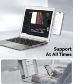 CloudValley Magnetic Phone Holder for Laptop, Adjustable Phone Monitor Side Mount for iPhone 14/13 Series / 12 Pro Max/ 12 Pro/ 12 Mini, Slim Portable Foldable Computer Expansion Bracket, Silver - Image 2