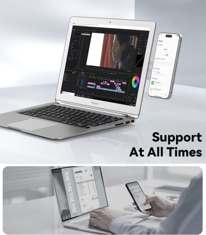 CloudValley Magnetic Phone Holder for Laptop, Adjustable Phone Monitor Side Mount for iPhone 14/13 Series / 12 Pro Max/ 12 Pro/ 12 Mini, Slim Portable Foldable Computer Expansion Bracket, Silver - Image 2