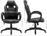 Songmics Office Chair, Gaming Chair, Desk Chair, Computer Chair, Swivel Chair With Tilting Mechanism, Work Chair, Height Adjustable, Black Obg56B - Image 3