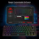 Redragon K530 Pro Draconic 60% Wireless RGB Mechanical Keyboard, Bluetooth/2.4Ghz/Wired 3-Mode 61 Keys Compact Gaming Keyboard w/100% Hot-Swap Socket, Free-Mod Plate Mounted PCB & Tactile Brown Switch - Image 8