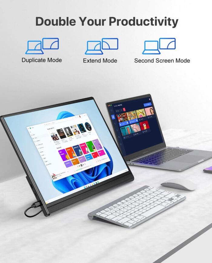 Newsoul 15.6-Inch Portable Monitor, FHD 1080P, Ultra-Slim and Lightweight, Self-Standing Design, VESA-Compatible, IPS Screen, USB-C/Mini HDMI Ports, Perfect for Gaming and Office Use - Image 4