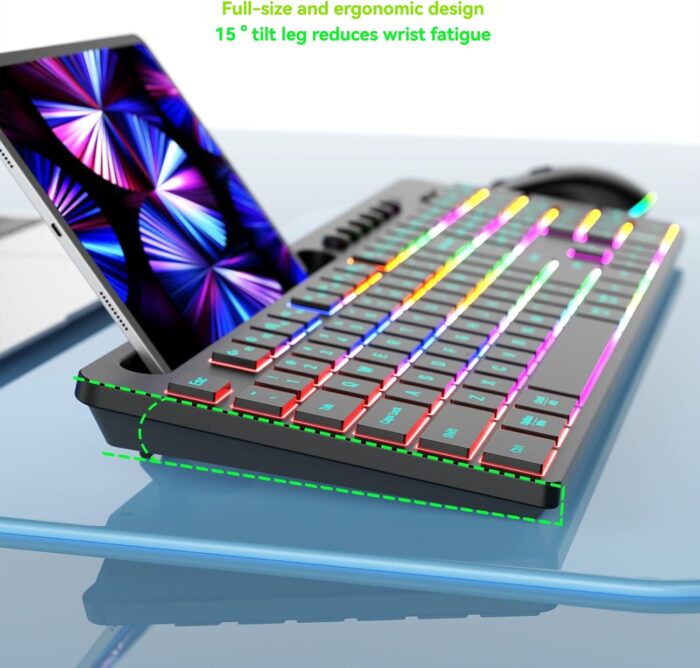 STAYOUNG Wireless Keyboard and Mouse Combo - 2.4G Ergonomic Computer Keyboard and Mouse Set with Card Slot Design, RGB Backlight, Type-C Charging, Stable Connection, Suitable for Home, School, Office - Image 3