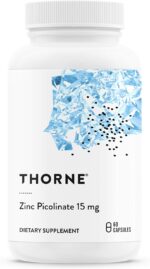 THORNE Zinc Picolinate 15mg - Highly Absorbable Zinc Supplement - Supports Wellness, Immune System, Eye, Skin, and Reproductive Health - Gluten-Free, Soy-Free, Dairy-Free - 60 Capsules