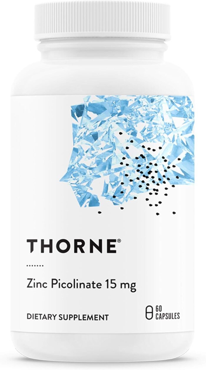 THORNE Zinc Picolinate 15mg – Highly Absorbable Zinc Supplement – Supports Wellness, Immune System, Eye, Skin, and Reproductive Health – Gluten-Free, Soy-Free, Dairy-Free – 60 Capsules