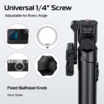 ULANZI MT-70 Extendable Tripod, 63" Selfie Stick Vlog Tripod Stand with 2 Phone Clips, 360 Rotate Dual Camera Holder for iPhone, Sony, Canon, GoPro, Lightweight for Travel, Black - Image 7
